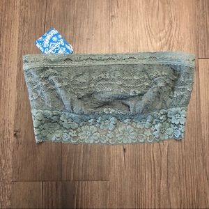 Free People Gray "Storm" Strapless Lace Bandeau